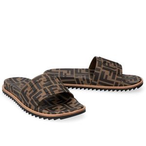 Men's Fendi Slides - Brown - Leather sandals